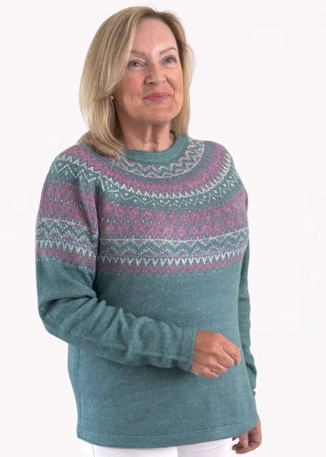 Mudflower Teal Fairisle Jumper